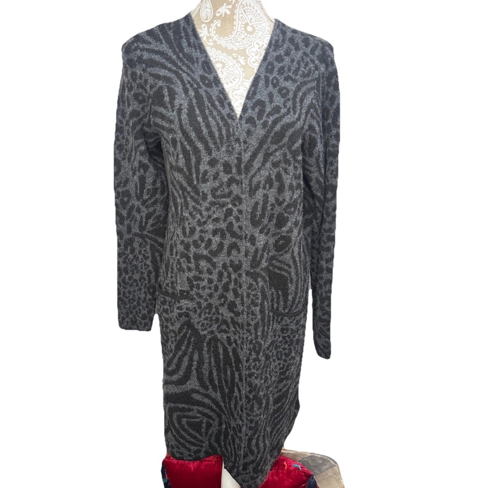 Fortune +‎ Ivy Womens Zebra/Animal Print Small Open Front Cardigan Long Sleeve